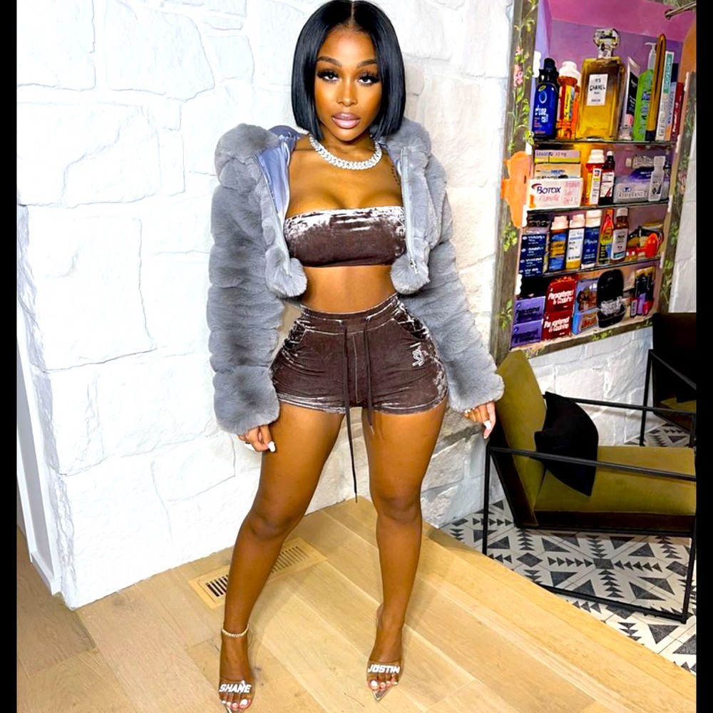 2 piece mocha brown Shane Justin short set